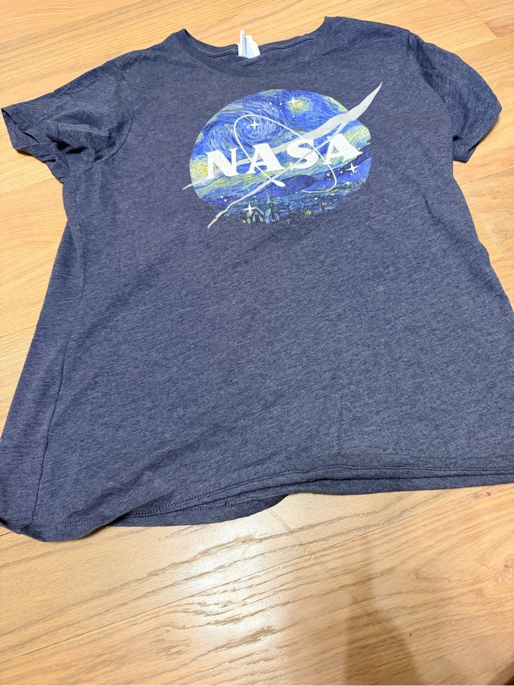 Port and Company Navy NASA Graphic Tee with Van Gogh background